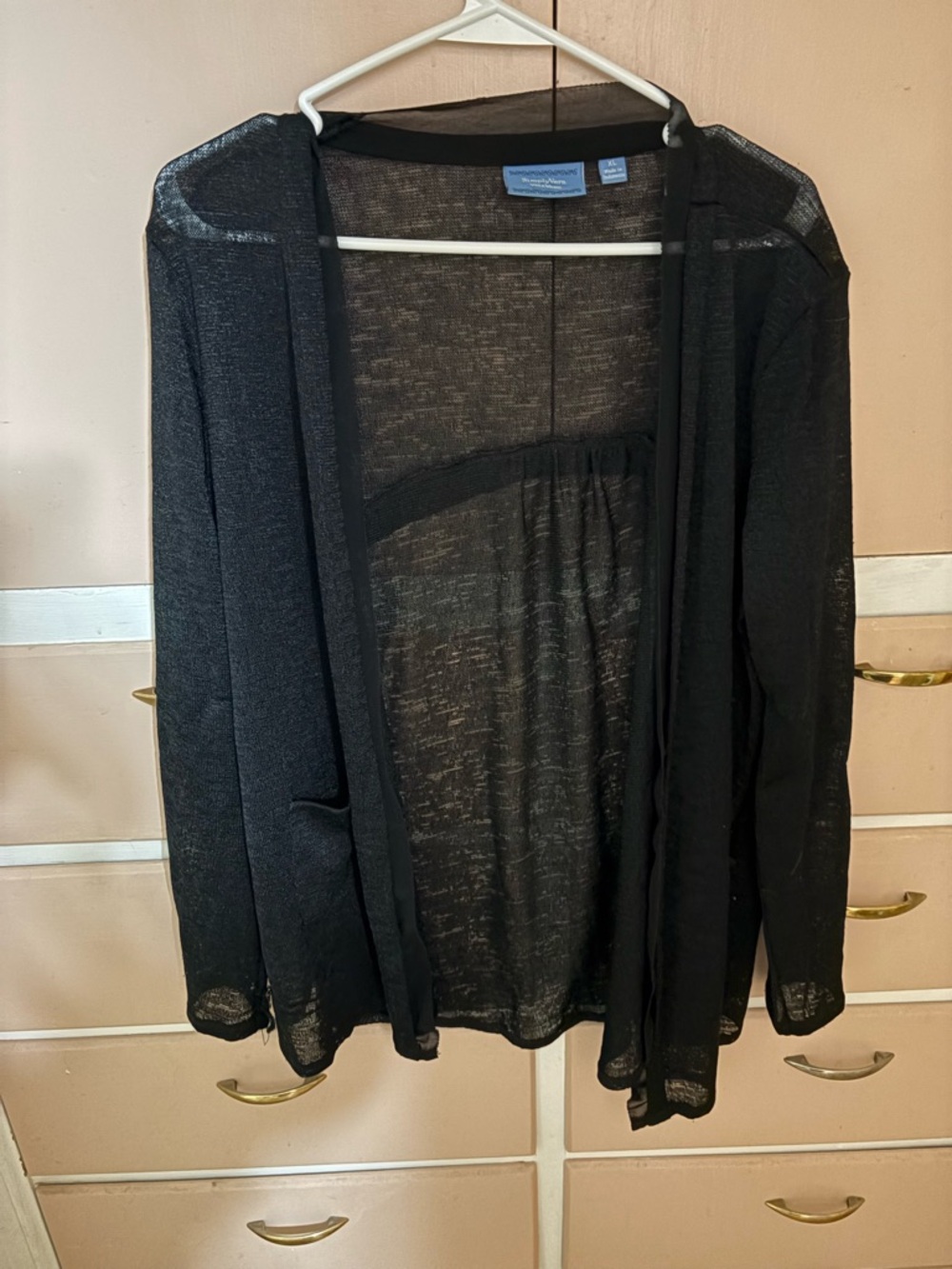 Simply Vera Vera Wang Black Sheer Open Cardigan